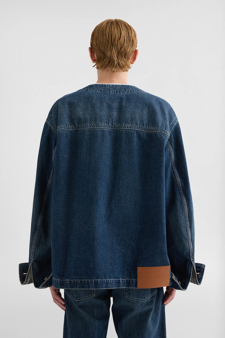 jil sander denim v-neck jacket for men