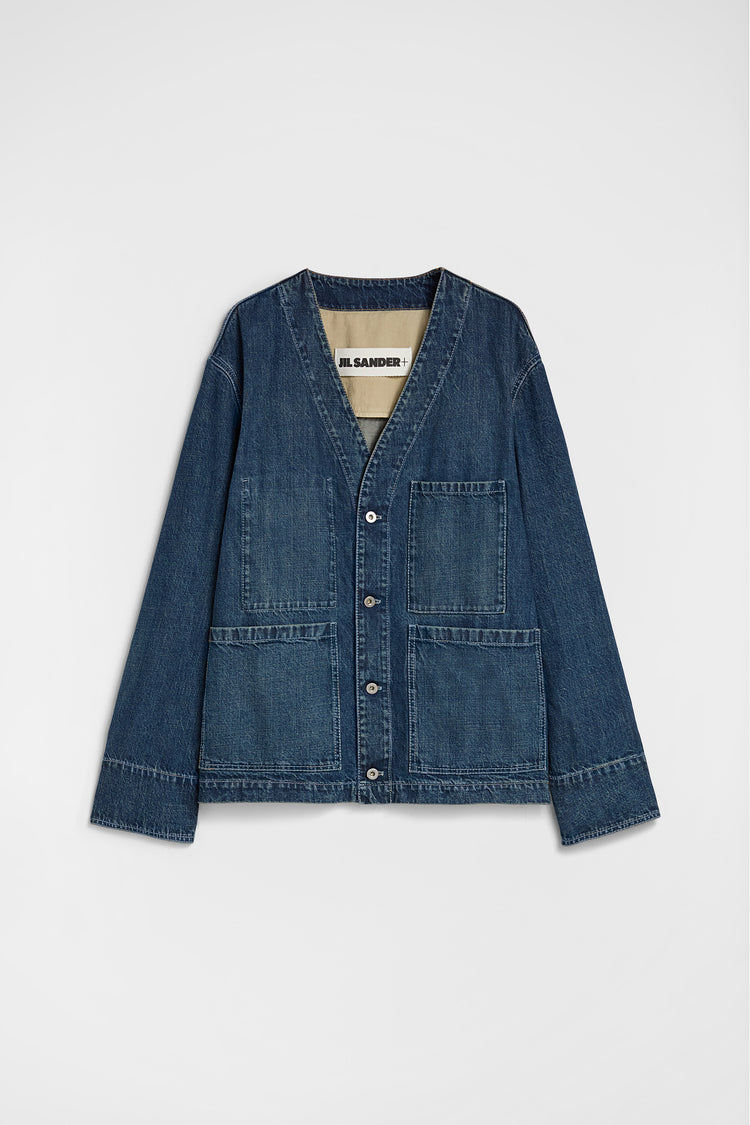 jil sander denim v-neck jacket for men