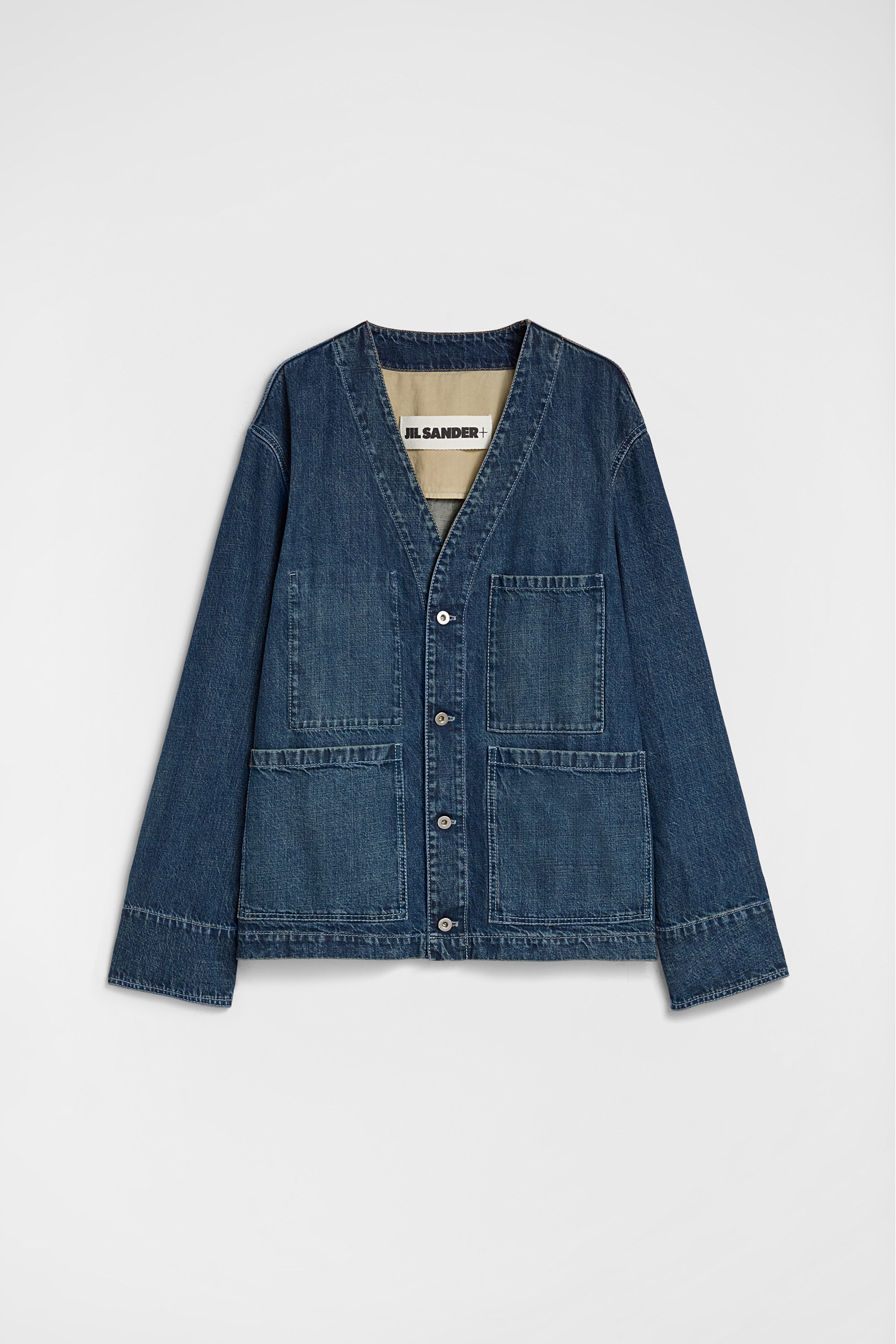 jil sander denim v-neck jacket for men