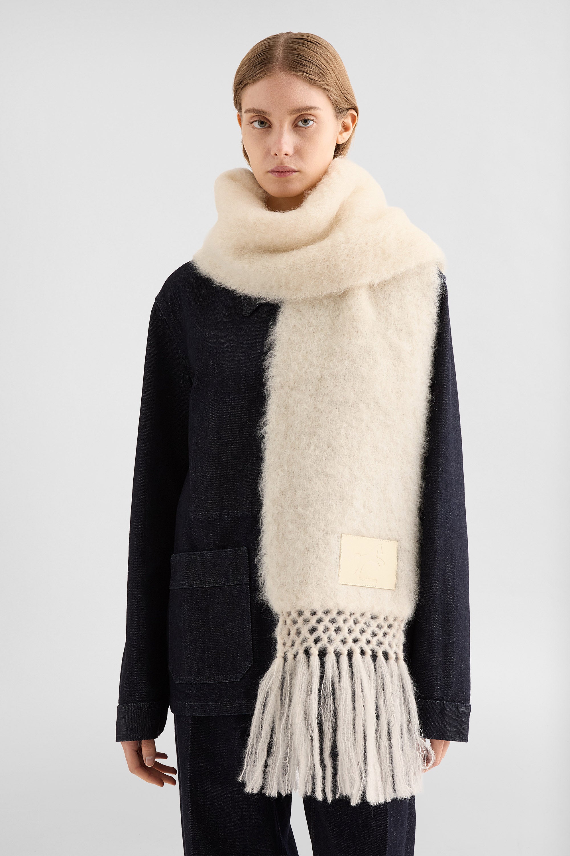 jil sander horse wool blend scarf for women