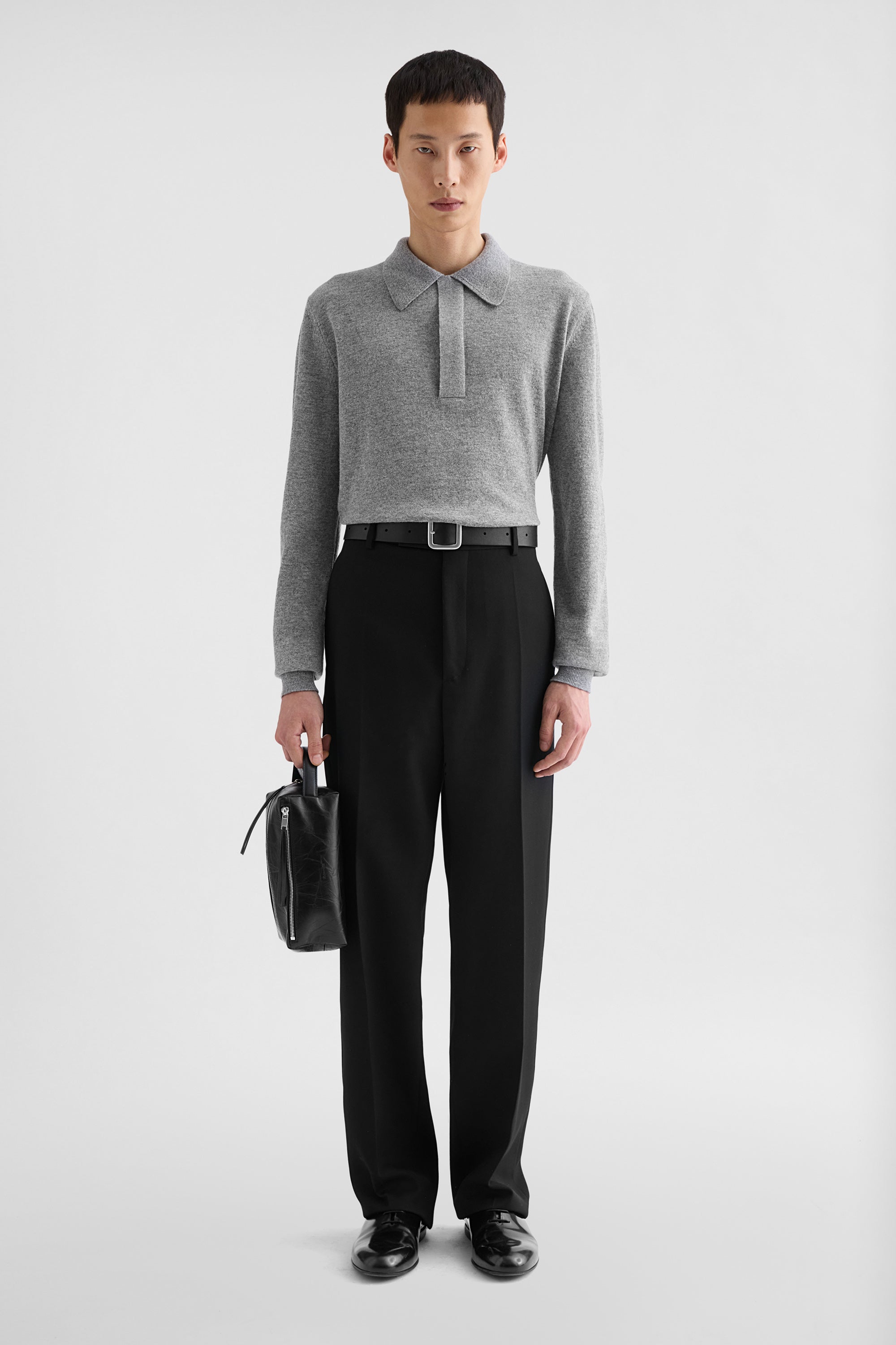 jil sander lightweight wool polo sweater for men