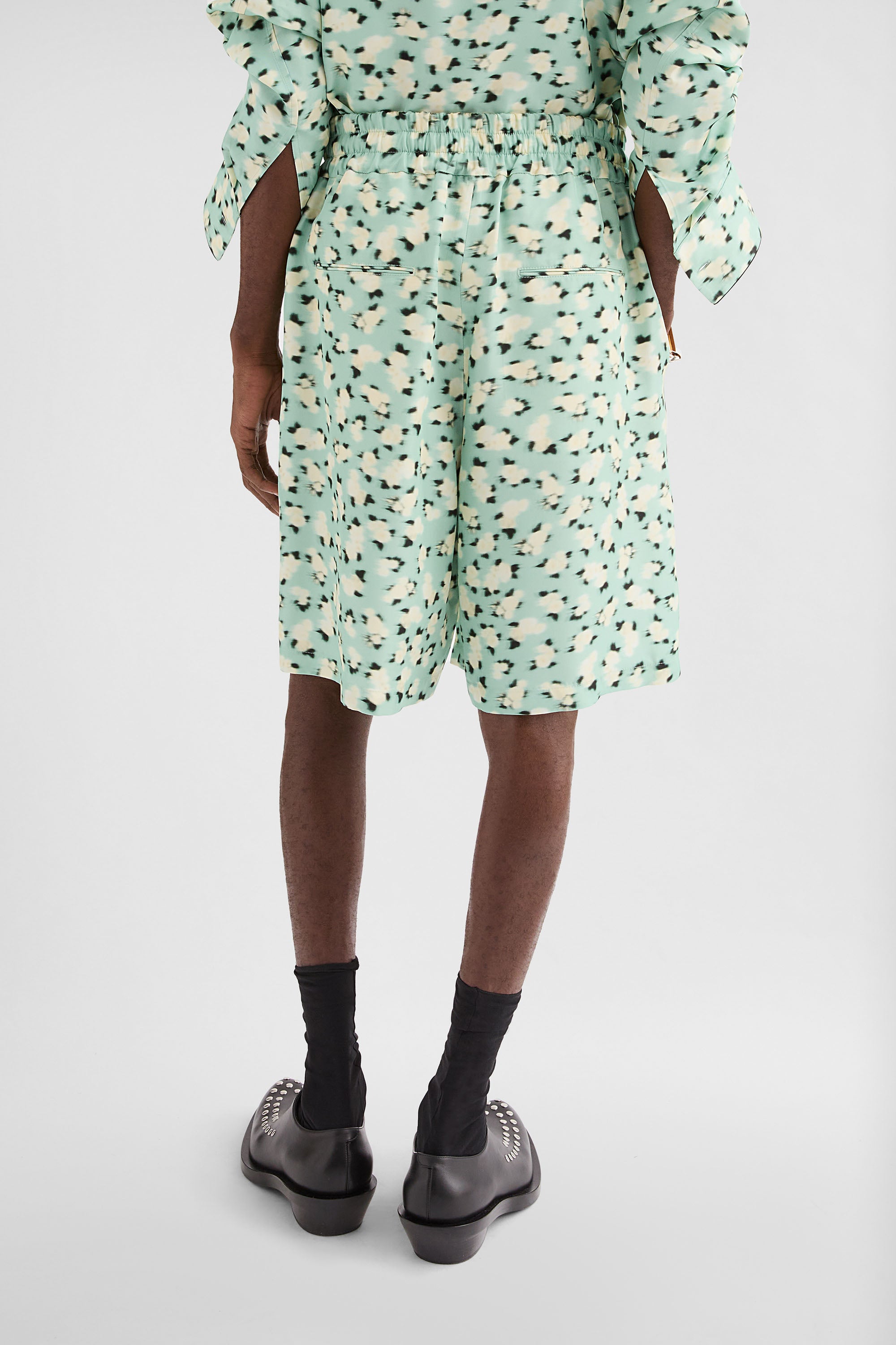 jil sander fluid viscose printed shorts for men